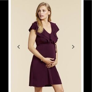 Jessica Simpson Maternity Flutter Sleeve Purple Dress